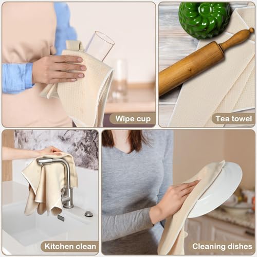 SINLAND Sublimation Blank Towels Waffle Kitchen Towel Cream 16x24 10 Pack - Image 6