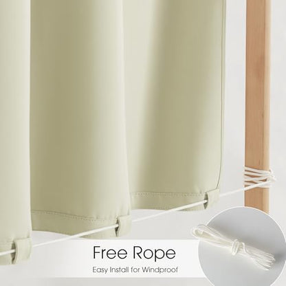 NICETOWN Gazebo Curtains Windproof Adhesive Top W84xL84 Light Beige - Image 3