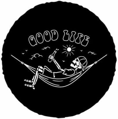 Skeleton in Hammock Spare Tire Cover Beautiful Life White Black Background - Image 2
