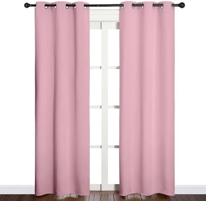 NICETOWN Window Curtain Panels, 1 Pair, 34 by 84-inch, Crystal Pink - Image 2