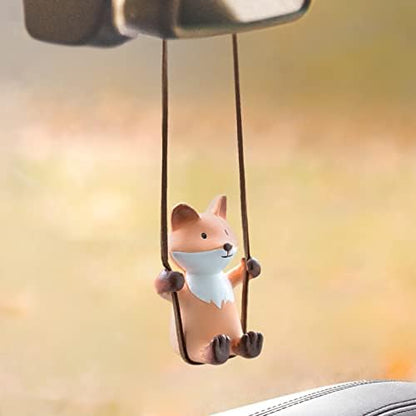 YGMONER Cute Swinging Fox Car Rear View Mirror Hanging Accessories Funny Car by YGMONER