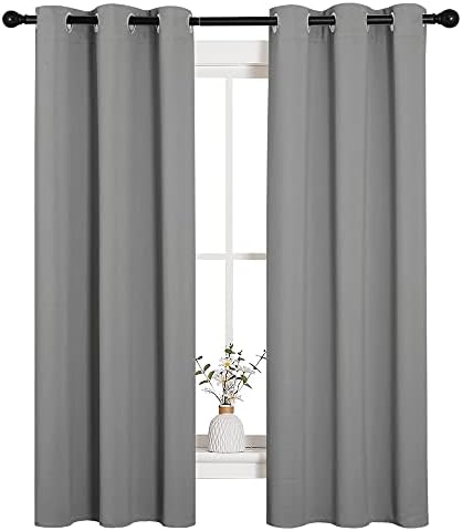 NICETOWN Silver Grey Blackout Curtain Panels, 2 Panels, W34 x L63-inch - Image 2