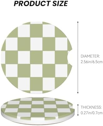 Green White Checkered Buffalo Plaid Car Coasters - Image 6