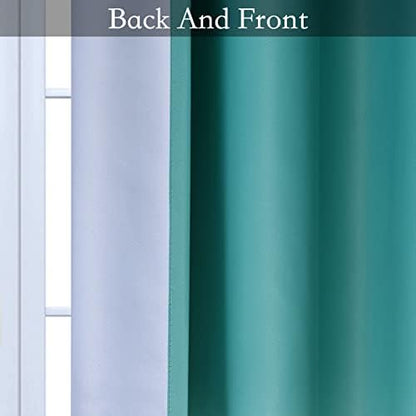 SimpleHome Teal to Grey White Ombre Room Darkening Curtains 63 Inch - Image 5