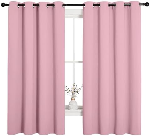 NICETOWN Bedroom Blackout Curtain Panels 1 Pair 55 by 68-inch Crystal Pink - Image 2
