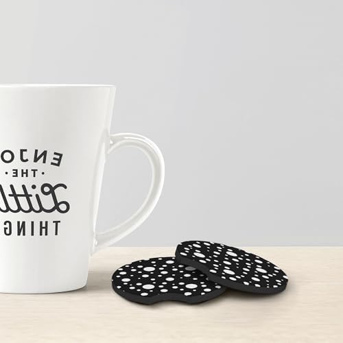 Polka Dot 3Pc car Set: Steering Wheel Cover 15in + Polka Dot 2 Cup Coasters - Image 7