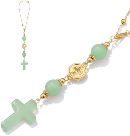 Crystal Cross Car Charm for Rearview Mirror, Car Mirror Hanging Accessories by Heran