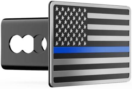 Chrome Line American Flag Metal Trailer Hitch Cover - Image 2
