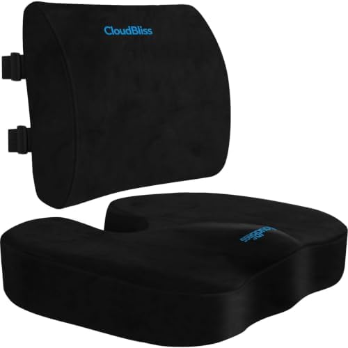 CloudBliss Ergonomic Seat Cushion & Lumbar Support Pillow Set by CloudBliss