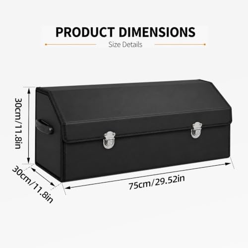 Car Trunk Organizer with Lid, Foldable Faux Leather Storage Box - Image 2