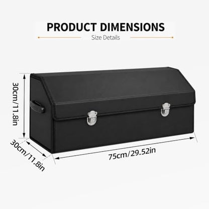 Car Trunk Organizer with Lid, Foldable Faux Leather Storage Box - Image 2