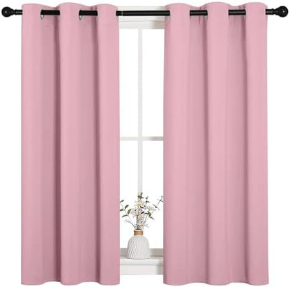 NICETOWN Bedroom Curtain Panels, 1 Pair, 34 by 45-inch, Crystal Pink - Image 2