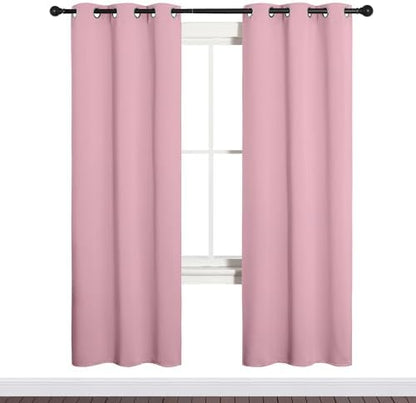 NICETOWN Bedroom Curtain Panels, 1 Pair, 34 by 72-inch, Crystal Pink - Image 2