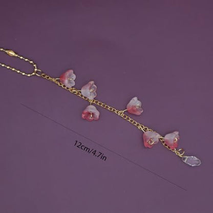 CASONA Car Rearview Mirror Hanging Decor, Cute Pink Glass Lily of the Valley - Image 3