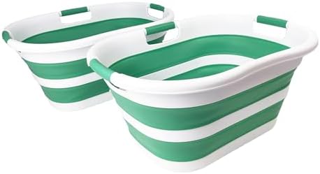 SAMMART 40L Set of 2 Collapsible Plastic Laundry Hamper by SAMMART