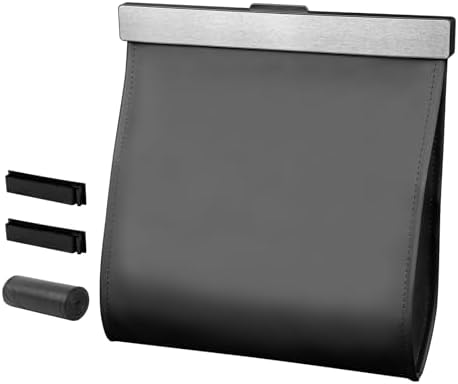 Leather Car Trash Can with Smart LED Light & Magnetic Closure by Cozilo
