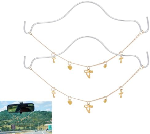 2pcs Car Hanging Ornaments Cute Alloy Bowknot Cross Pendants by DELORIGIN