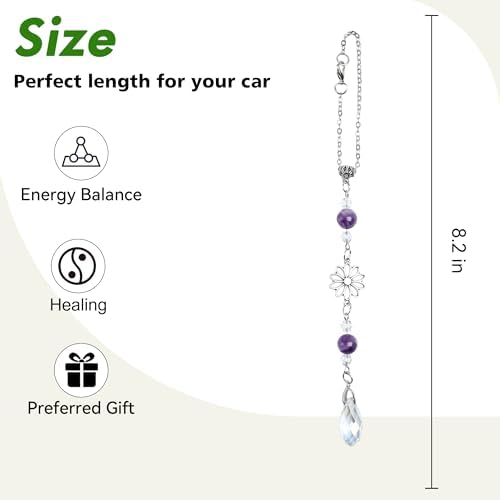 Car Rear View Mirror Accessories Dasiy Car Hanging Ornament, Amethyst Handmade - Image 4