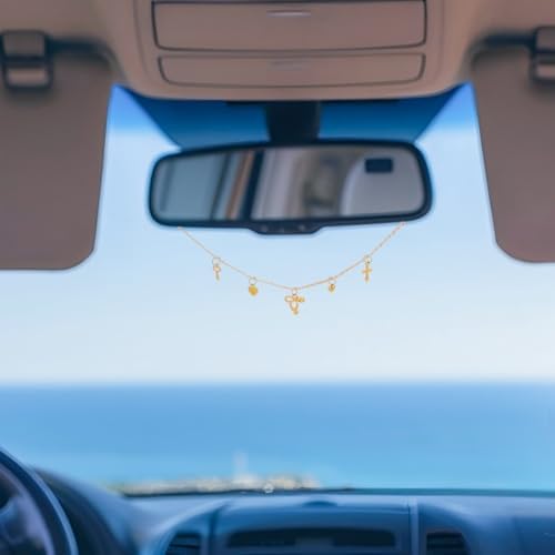 2pcs Car Hanging Ornaments Cute Alloy Bowknot Cross Pendants - Image 5