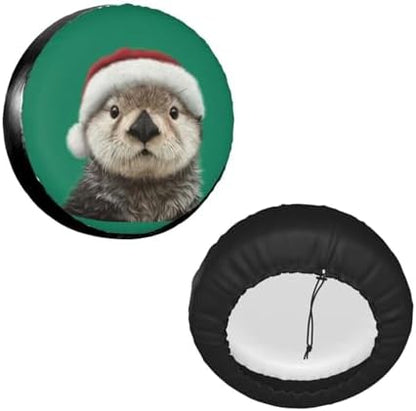 Sea Otter Wearing Santa Hat Spare Tire Cover Universal - Image 3