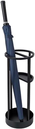 MyGift 20 Inch Tall Modern Round Matte Black Metal Freestanding Entryway - Image 4