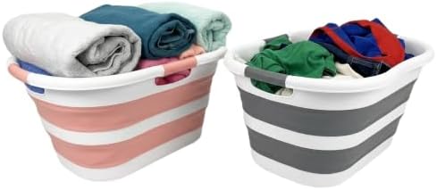 SAMMART 40L Set of 2 Collapsible Plastic Laundry Hamper - Image 2
