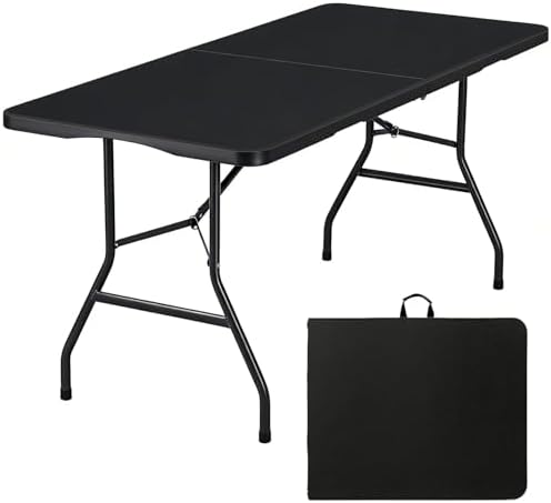 Lakhow 6FT Folding Table, Fold in Half Heavy Duty Plastic Utility Table by Home