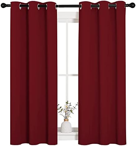 NICETOWN Christmas Burgundy Blackout Curtains, 1 Pair, 34 x 54-in by NICETOWN