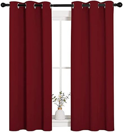 NICETOWN Christmas Burgundy Blackout Curtains, 1 Pair, 34 x 54-in by NICETOWN