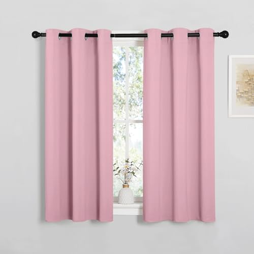 NICETOWN Bedroom Curtain Panels, 1 Pair, 34 by 45-inch, Crystal Pink by NICETOWN