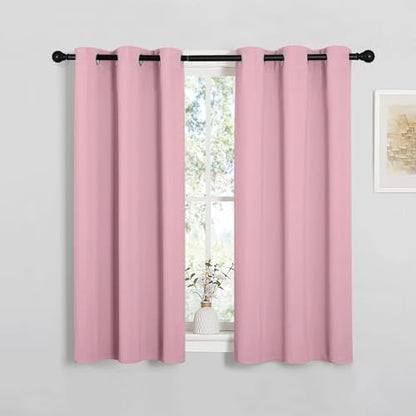 NICETOWN Bedroom Curtain Panels, 1 Pair, 34 by 45-inch, Crystal Pink by NICETOWN