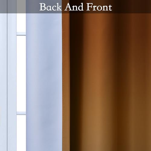 SimpleHome Burnt Orange to Grey White Ombre Room Darkening Curtains 63 Inch - Image 4