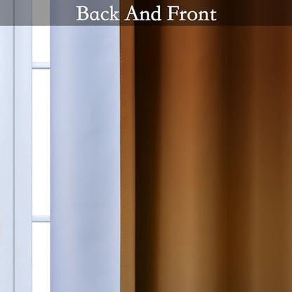 SimpleHome Burnt Orange to Grey White Ombre Room Darkening Curtains 63 Inch - Image 4