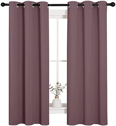 NICETOWN Bedroom Curtain Panels, 1 Pair, 34 by 63-inch, Dry Rose - Image 2