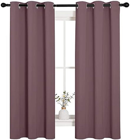 NICETOWN Bedroom Curtain Panels, 1 Pair, 34 by 63-inch, Dry Rose - Image 2