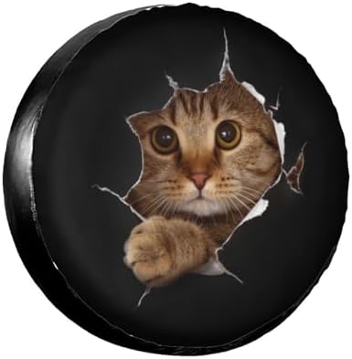 Funny Cat in Hole Spare Tire Cover Universal Tire Wheel Cover Waterproof by Ociovan