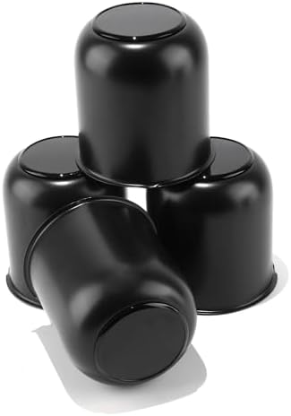 4Pcs 3.27" Stainless Trailer Wheel Center Caps, 3.41" H Matte Black - Image 2