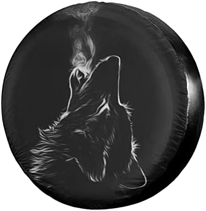 Black 3D Wolf Spare Tire Cover Dust-Proof Wheel Tire Cover Fit Trailer by Foruidea