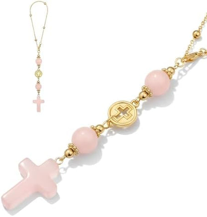 Crystal Cross Car Charm for Rearview Mirror, Car Mirror Hanging Accessories by Heran