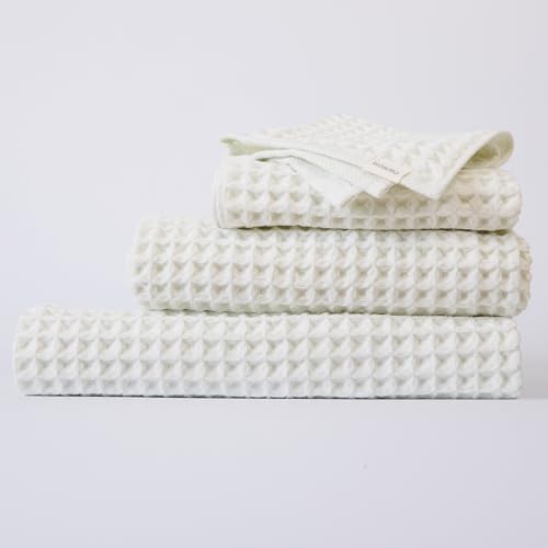 Luxury Organic Japanese Cotton Waffle Bath Towel | Thick, Quick Dry Bathroom by KOSMU