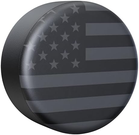 Moonet 18" American Flag Spare Tire Cover Black-White by Moonet