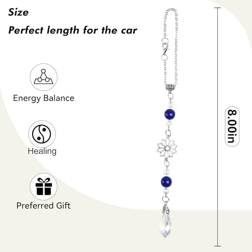 Car Rear View Mirror Accessories Dasiy Car Hanging Ornament, Beaded Crystal - Image 4