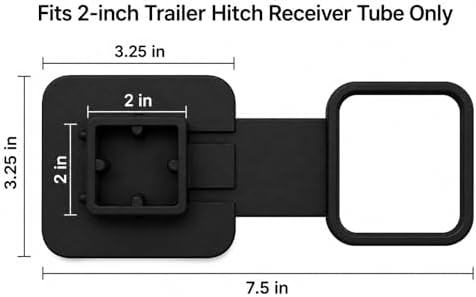 USA 2" Plain Black Trailer Hitch Cover - Image 3