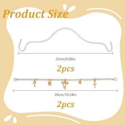 2pcs Car Hanging Ornaments Cute Alloy Bowknot Cross Pendants - Image 2