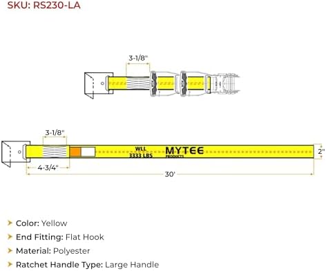 Mytee Products 2" x30' Ratchet Tie-Down Straps - Image 6