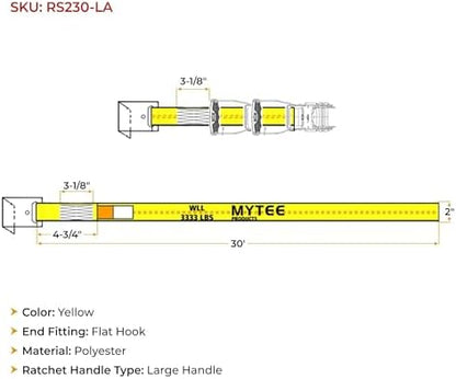 Mytee Products 2" x30' Ratchet Tie-Down Straps - Image 6