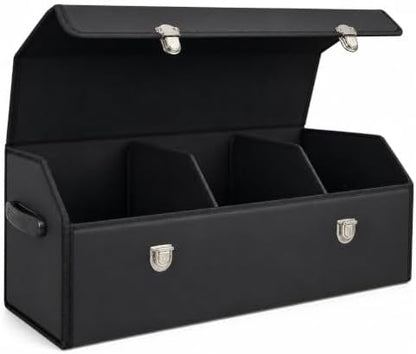 Car Trunk Organizer with Lid, Foldable Faux Leather Storage Box by TENLBYC
