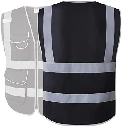 JKSafety Safety Vest for Men Women Reflective Hi Vis JK150 Black 4XL - Image 5