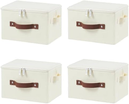 4PCS Storage Bins with Zipper Lids Decorative Lidded Basket Box by VinneGenzz
