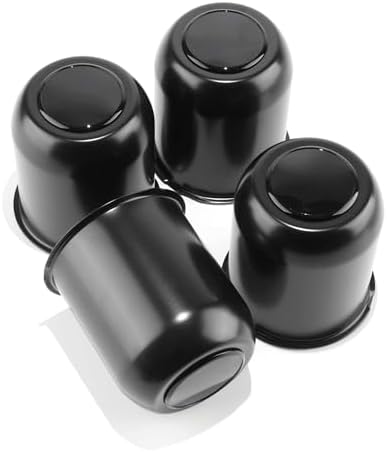4Pcs 3.74" Stainless Trailer Wheel Center Caps, 4.33" H Matte Black by DEWFLEW